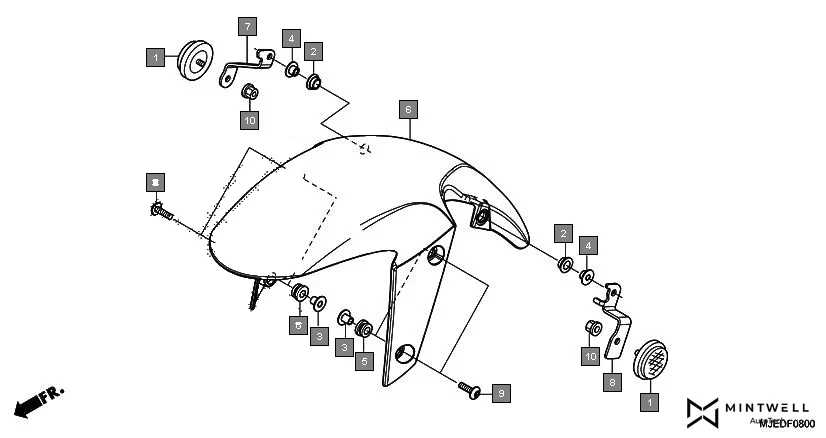 F-8 FRONT FENDER assembly diagram for HONDA CBR650F CBR650FAG