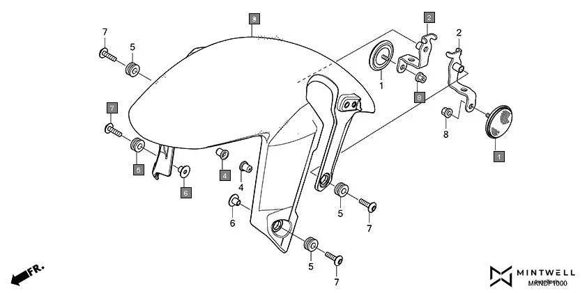 F-10 FRONT FENDER assembly diagram for HONDA CBR650R CBR650RAL