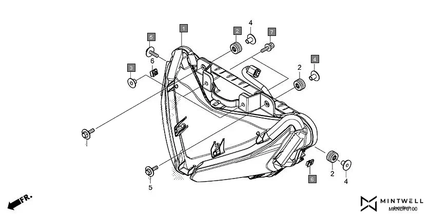 F-1 HEADLIGHT assembly diagram for HONDA CBR650R CBR650RAL