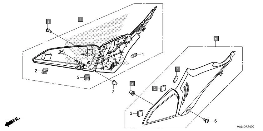 F-24 SIDE COVER assembly diagram for HONDA CBR650R CBR650RAL