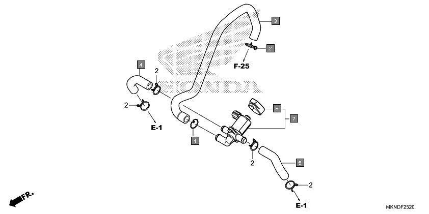 F-25-20 AIR INJECTION CONTROL VALVE assembly diagram for HONDA CBR650R CBR650RAL