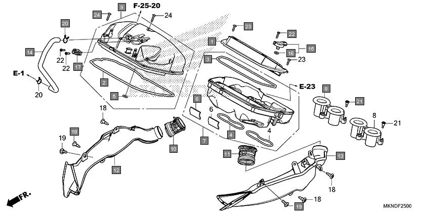 F-25 AIR CLEANER diagram showing 37875-RGA-006