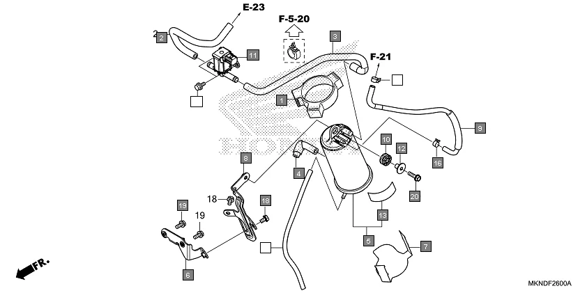 F-26 CANISTER assembly diagram for HONDA CBR650R CBR650RAL