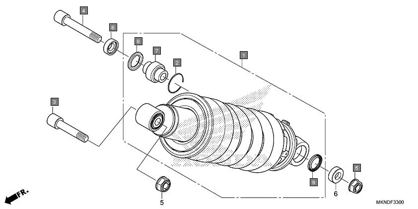 F-33 REAR CUSHION assembly diagram for HONDA CBR650R CBR650RAL