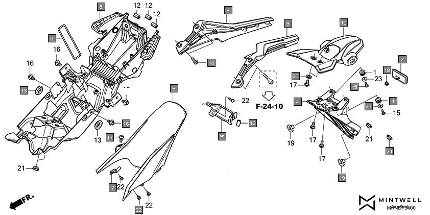 F-34 REAR FENDER assembly diagram for HONDA CBR650R CBR650RAL