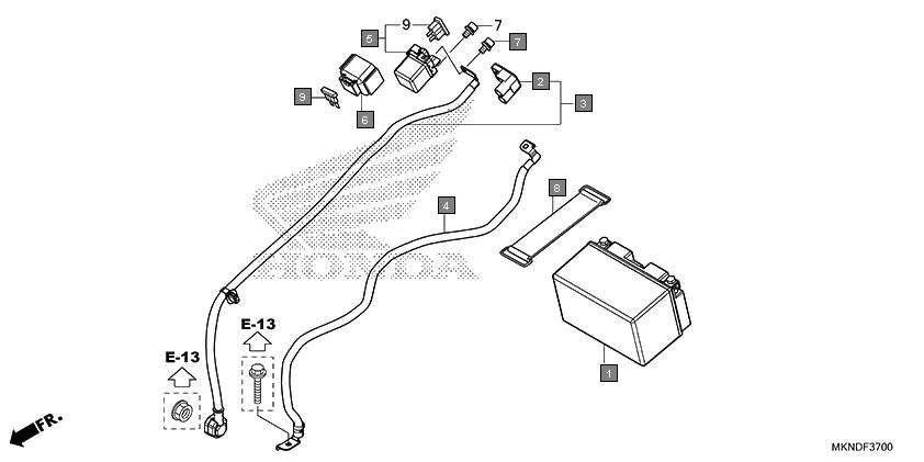 F-37 BATTERY assembly diagram for HONDA CBR650R CBR650RAL