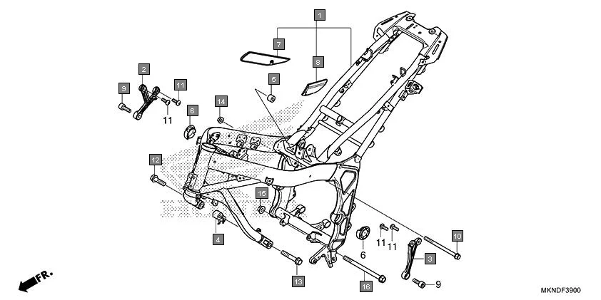 F-39 FRAME BODY assembly diagram for HONDA CBR650R CBR650RAL