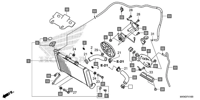F-41 RADIATOR diagram showing 19511-R9G-004