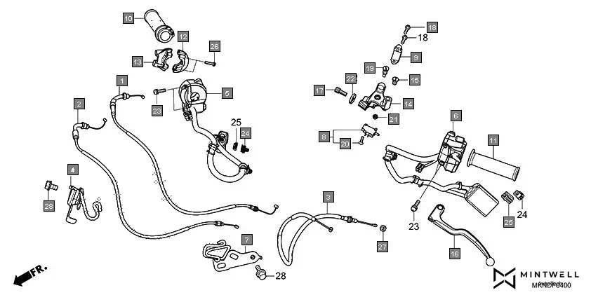 F-4 HANDLE LEVER/SWITCH/CABLE diagram showing 53172-MJE-D00