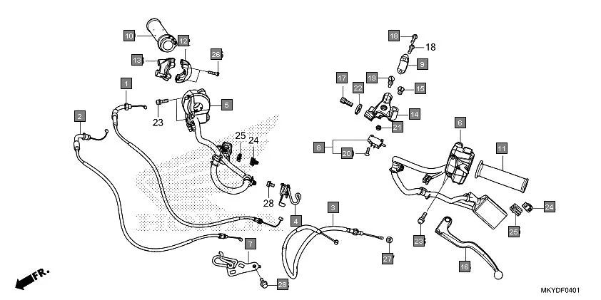 F-4-1 HANDLE LEVER/SWITCH/CABLE(CBR650RA) assembly diagram for HONDA CBR650R CBR650RAN