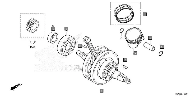 E-16 CRANKSHAFT/PISTON