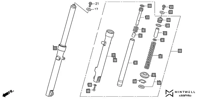 F-11 FRONT FORK diagram showing 90521-427-770