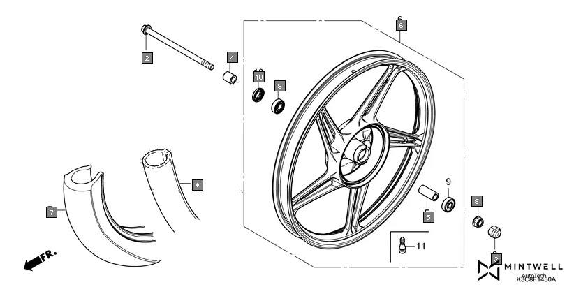 F-14-30 FRONT WHEEL assembly diagram for HONDA Shine100 DX CD100RNT