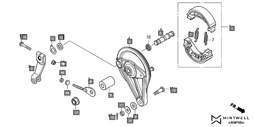 F-18 REAR BRAKE PANEL assembly diagram for HONDA Shine100 DX CD100RNT