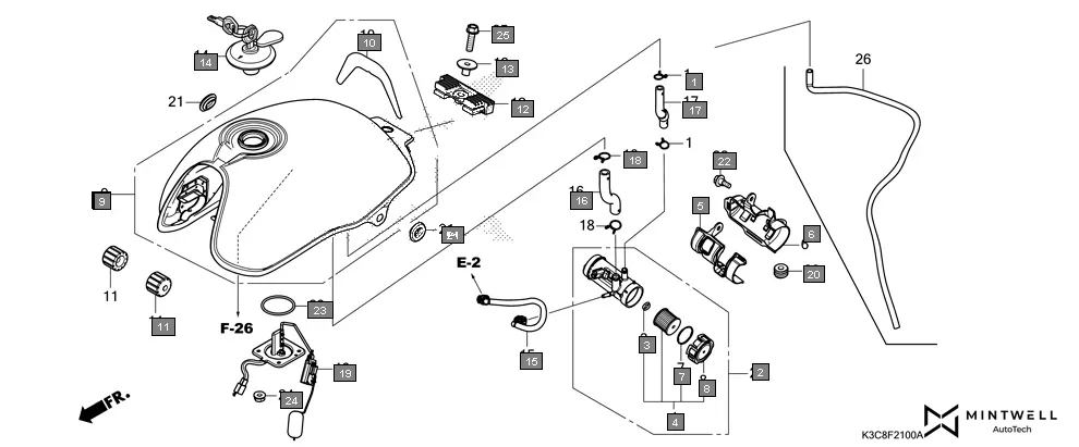 F-21 FUEL TANK/FUEL PUMP assembly diagram for HONDA Shine100 DX CD100RNT