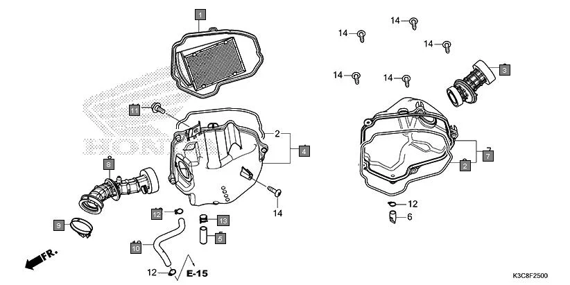 F-25 AIR CLEANER assembly diagram for HONDA Shine100 DX CD100RNT