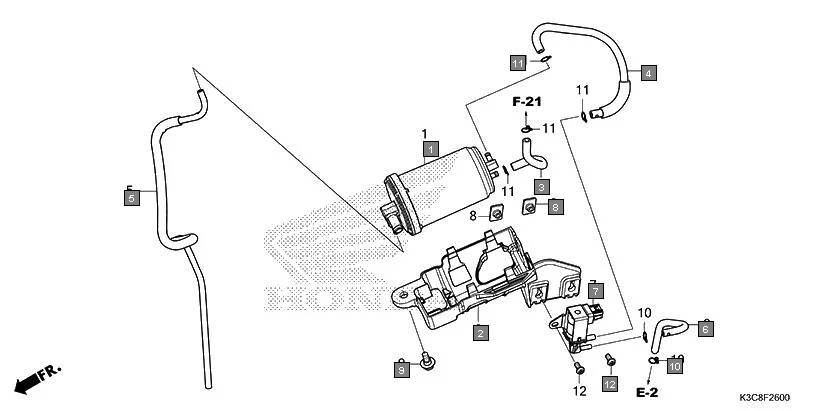 F-26 CANISTER assembly diagram for HONDA Shine100 DX CD100RNT