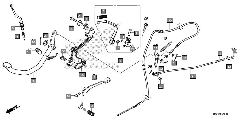 F-29 PEDAL/KICK STARTER ARM diagram showing 35357-K0N-D00