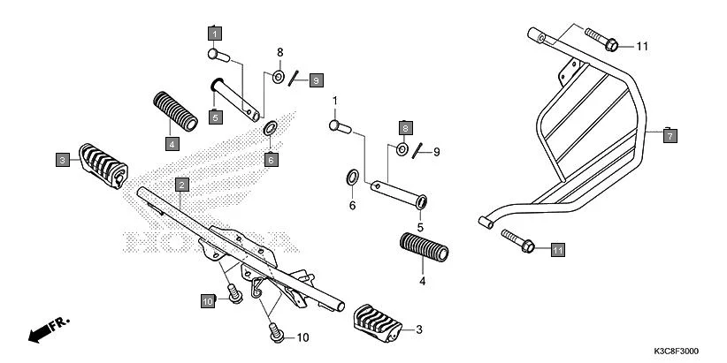 F-30 STEP/SARI GUARD assembly diagram for HONDA Shine100 DX CD100RNT