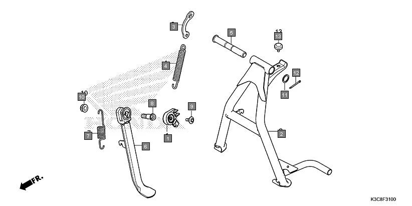 F-31 STAND assembly diagram for HONDA Shine100 DX CD100RNT