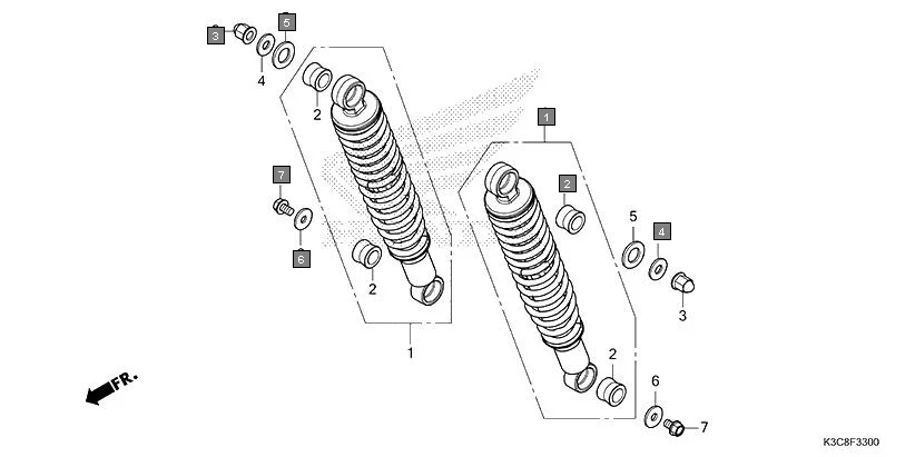 F-33 REAR CUSHION assembly diagram for HONDA Shine100 DX CD100RNT