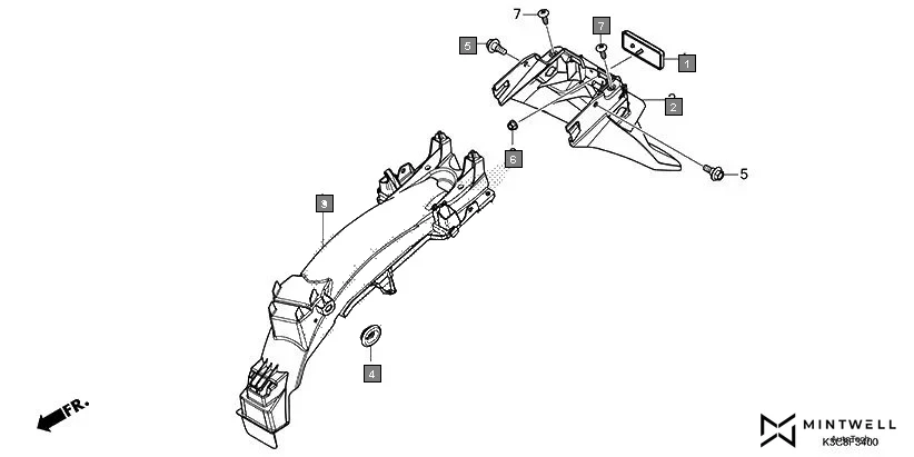 F-34 REAR FENDER assembly diagram for HONDA Shine100 DX CD100RNT