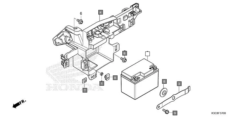 F-37 BATTERY assembly diagram for HONDA Shine100 DX CD100RNT