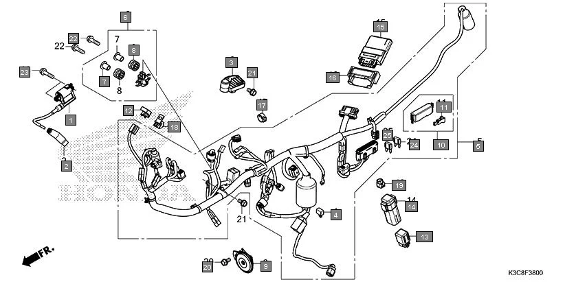 F-38 WIRE HARNESS assembly diagram for HONDA Shine100 DX CD100RNT