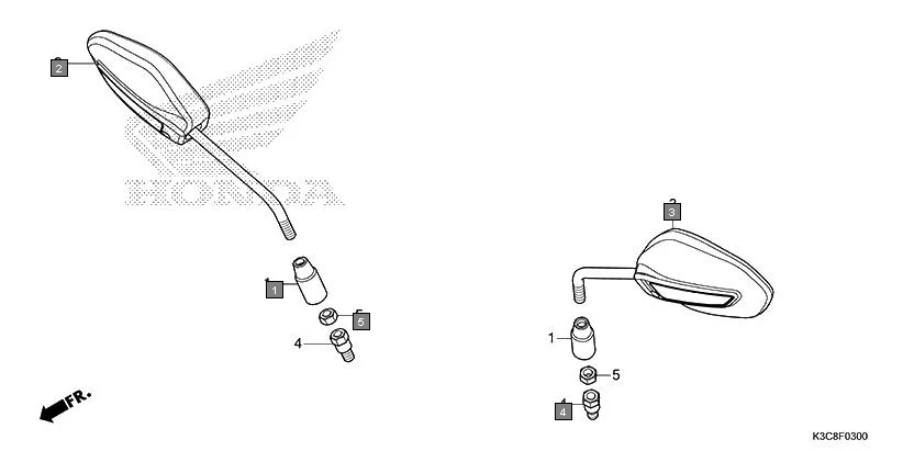 F-3 MIRROR assembly diagram for HONDA Shine100 DX CD100RNT