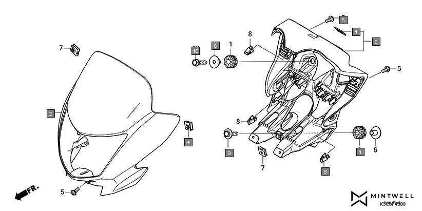 F-43 FRONT VISOR diagram showing 90666-K59-A11