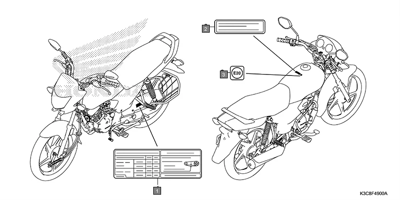 F-49 CAUTION LABEL assembly diagram for HONDA Shine100 DX CD100RNT