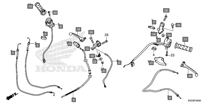 F-4 HANDLE LEVER/SWITCH/CABLE diagram showing 53166-KSP-900