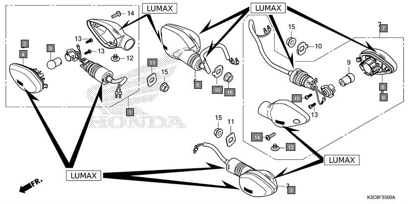 F-35 WINKER(LUMAX) assembly diagram for HONDA Shine100 DX CD100RNT