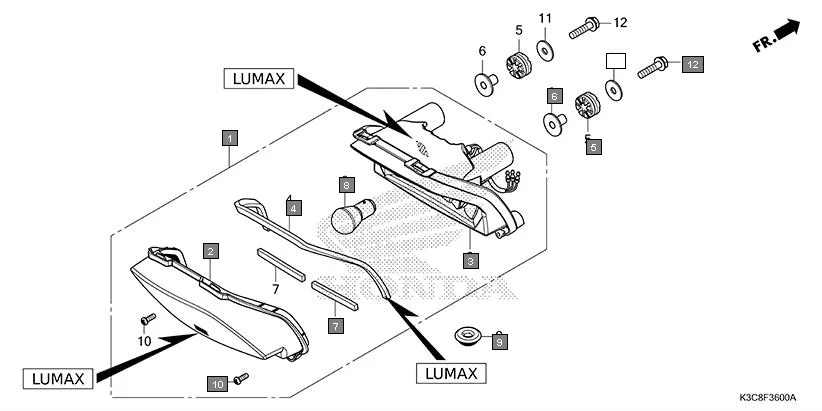 F-36 TAILLIGHT(LUMAX) assembly diagram for HONDA Shine100 DX CD100RNT