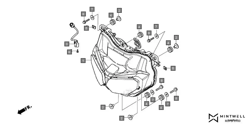 F-1 HEADLIGHT assembly diagram for HONDA Africa Twin CRF1000DH