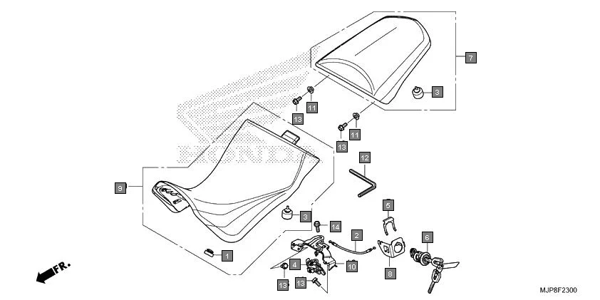 F-23 SEAT assembly diagram for HONDA Africa Twin CRF1000DH