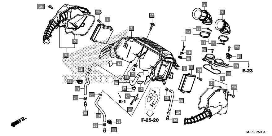 F-25 AIR CLEANER diagram showing 90140-KAE-000