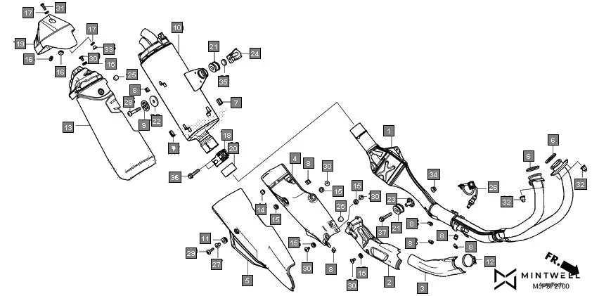 F-27 EXHAUST MUFFLER assembly diagram for HONDA Africa Twin CRF1000DH