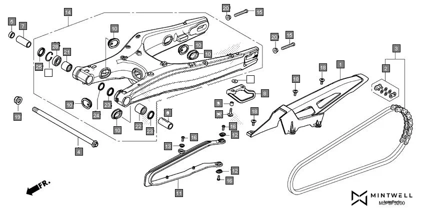 F-32 SWING ARM diagram showing 52171-KR6-000