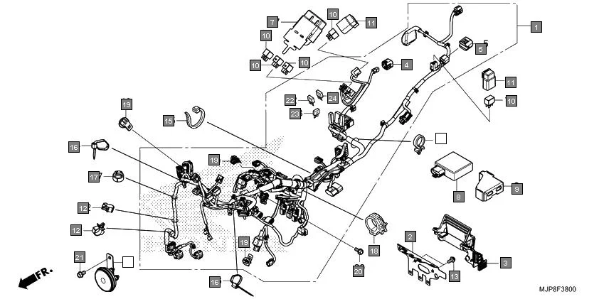 F-38 WIRE HARNESS assembly diagram for HONDA Africa Twin CRF1000DH