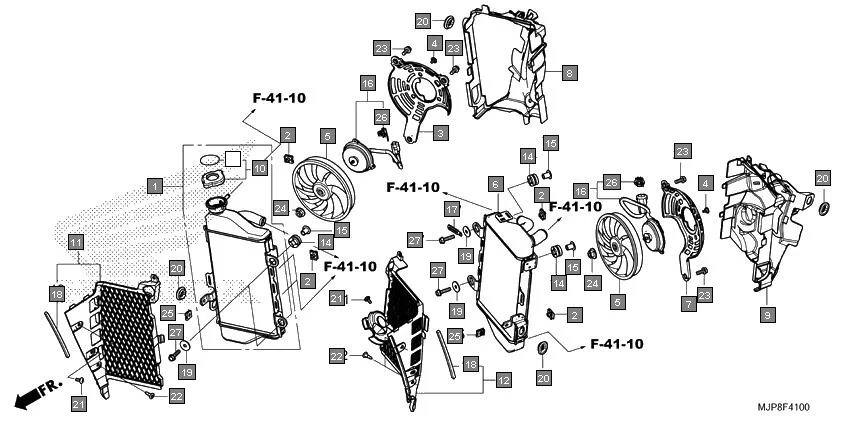 F-41 RADIATOR assembly diagram for HONDA Africa Twin CRF1000DH