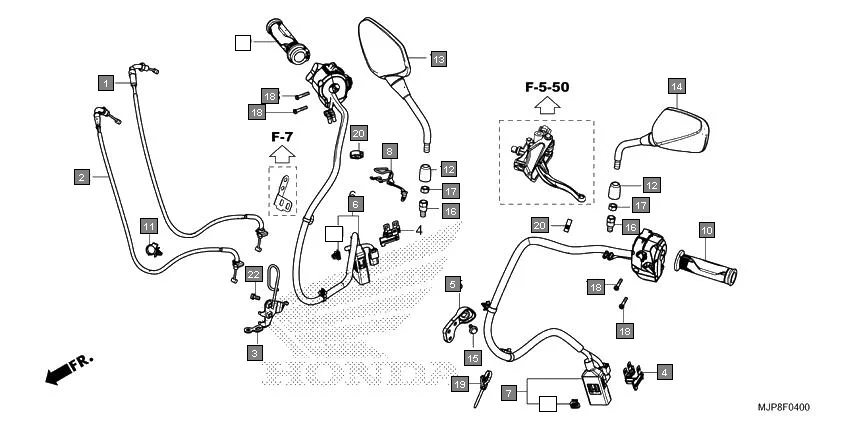 F-4 SWITCH/CABLE assembly diagram for HONDA Africa Twin CRF1000DH