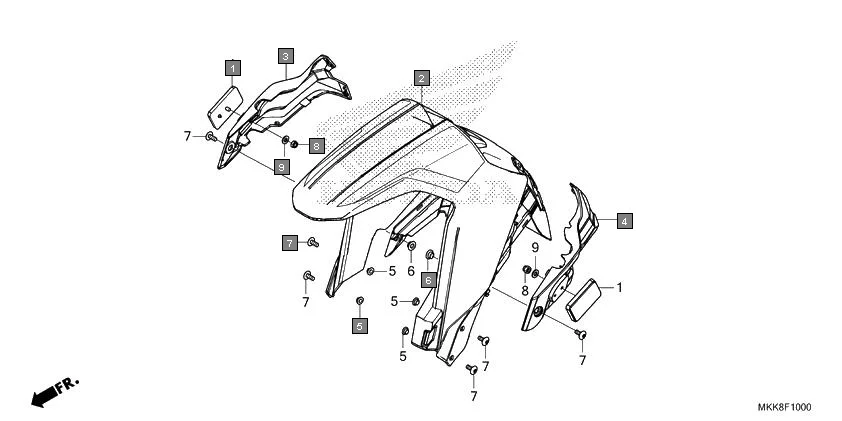 F-10 FRONT FENDER assembly diagram for HONDA Africa Twin CRF1000DJ