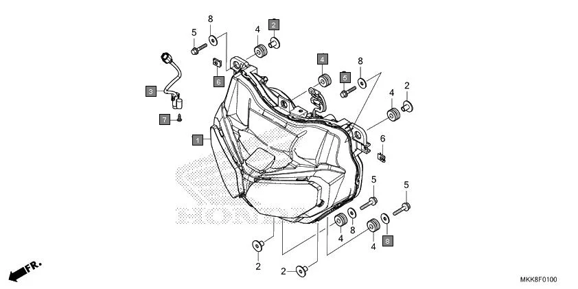F-1 HEADLIGHT assembly diagram for HONDA Africa Twin CRF1000DJ
