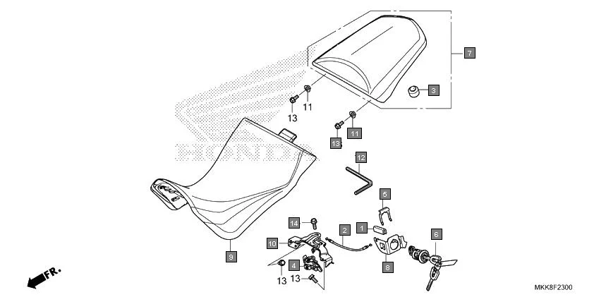 F-23 SEAT assembly diagram for HONDA Africa Twin CRF1000DJ