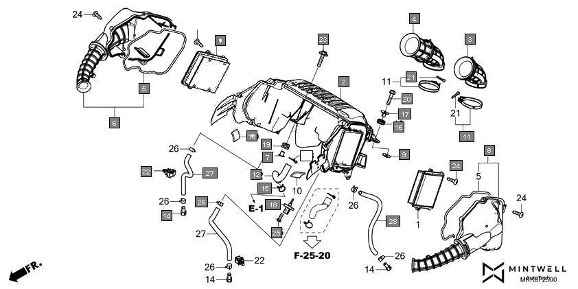 F-25 AIR CLEANER assembly diagram for HONDA Africa Twin CRF1000DJ