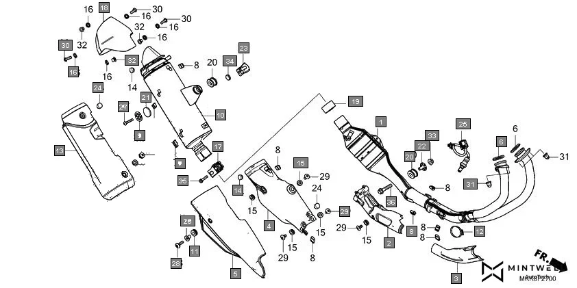 F-27 EXHAUST MUFFLER assembly diagram for HONDA Africa Twin CRF1000DK