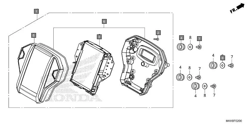 F-2 METER assembly diagram for HONDA Africa Twin CRF1000DJ