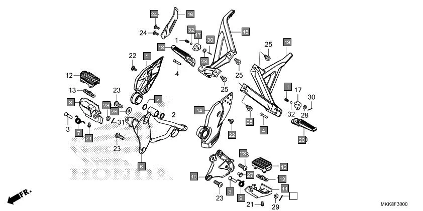 F-30 STEP assembly diagram for HONDA Africa Twin CRF1000DJ