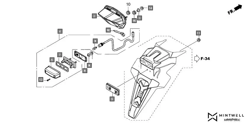 F-36 TAILLIGHT/LICENSE LIGHT assembly diagram for HONDA Africa Twin CRF1000DJ